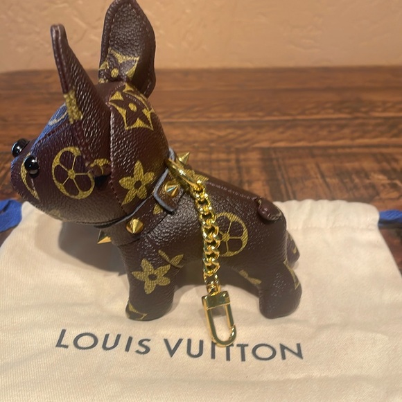 NEW LV Fashion Inspired Vegan Leather Frenchie Dog Bag Charm - Picture 5 of 6